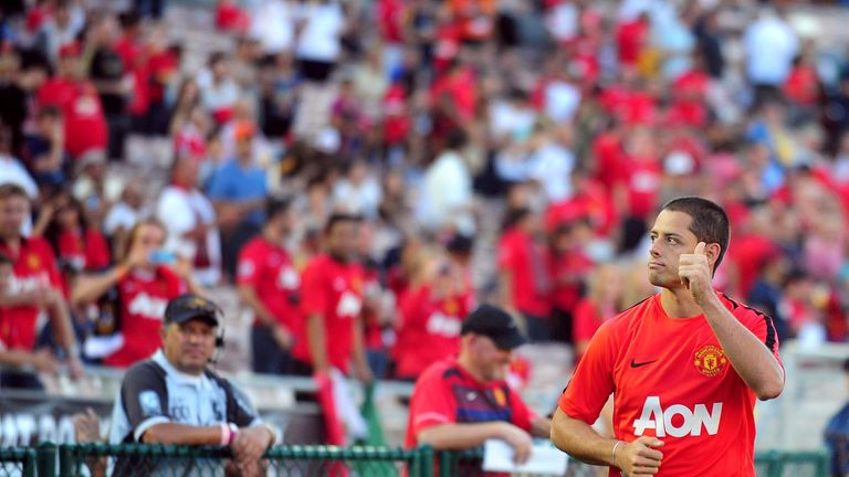 Javier Hernandez warms up on Manchester United's pre-season tour of the USA