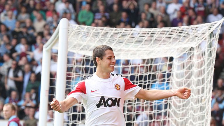 Javier Hernandez at Boleyn Ground on April 2, 2011 in London, England.