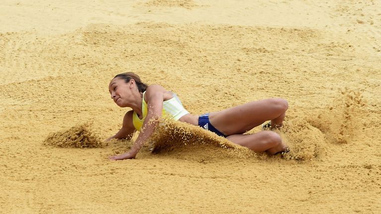Ennis-Hill competes in the long jump