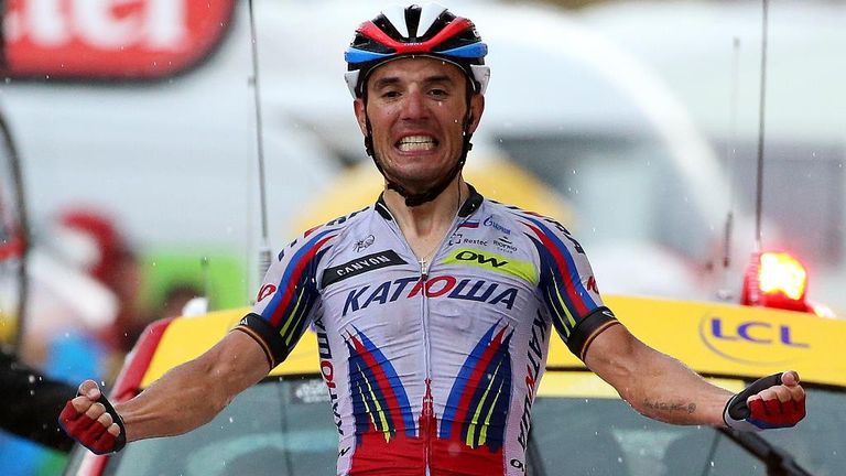 Joaquim Rodriguez during stage twelve of the 2015 Tour de France, a 195 km stage between Lannemezan and Plateau de Beille