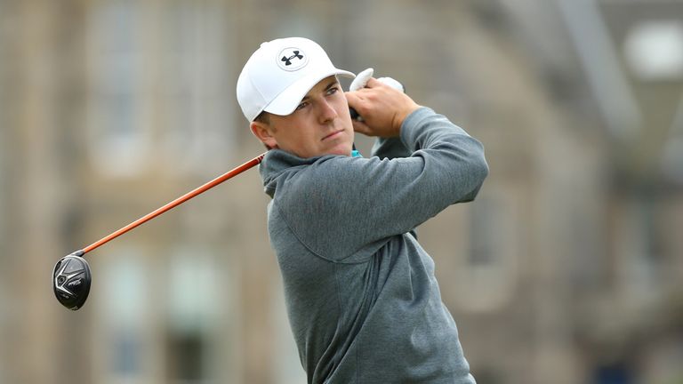 Jordan Spieth of the United States tees off on the 2nd hole during the first round of the 144th Open Championship