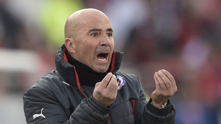 Chile's coach Jorge Sampaoli gestures