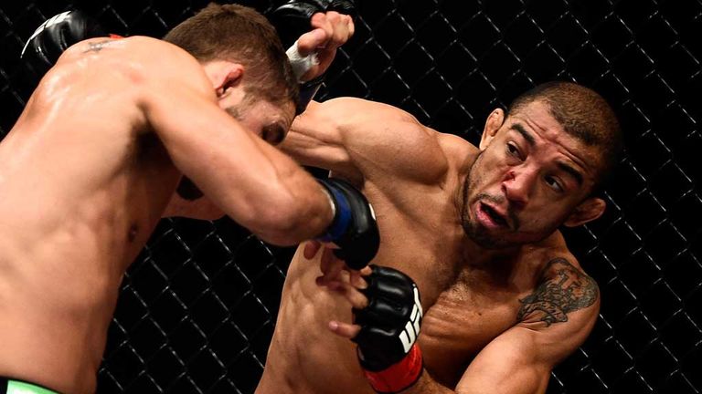 Jose Aldo (right) on his way to beating Chad Mendes in October