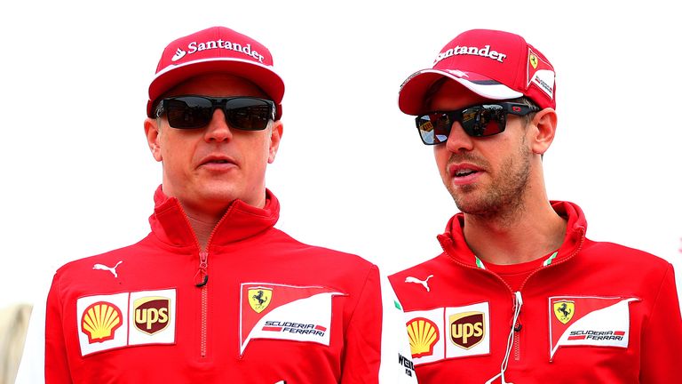 Ferrari team-mates Kimi Raikkonen and Sebastian Vettel