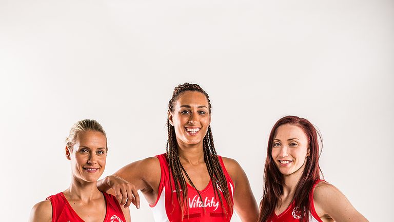 Tamsin Greenway and England Netball girls after sponsorship deal with Vitality