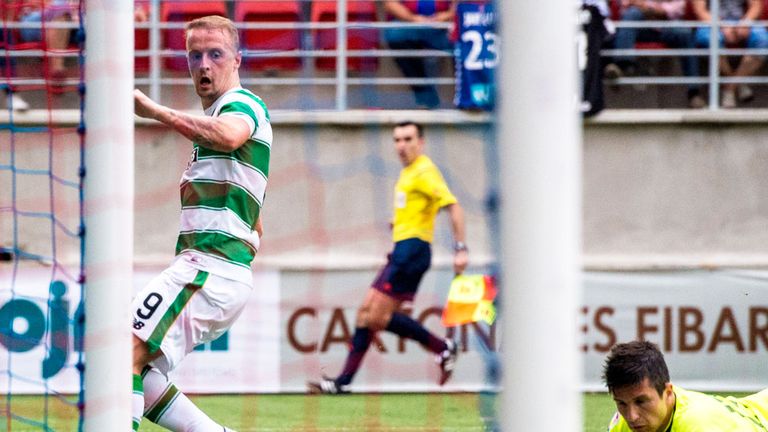 Leigh Griffiths scores his third goal in Celtic's with over Elbar