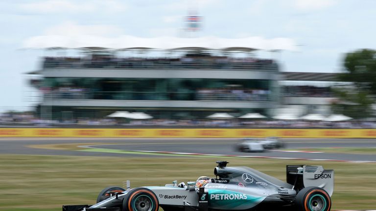 Mercedes' Lewis Hamilton during the 2015 British Grand Prix at Silverstone Circuit, Towcester.