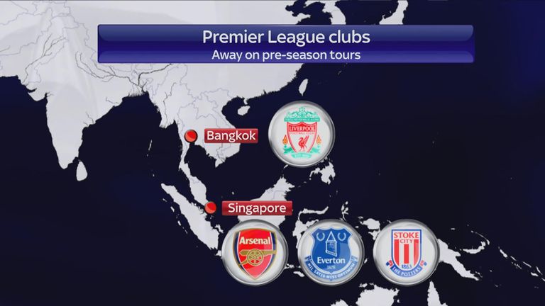 Liverpool start in Thailand before heading to Australia, while Arsenal, Everton and Stoke are in Singapore