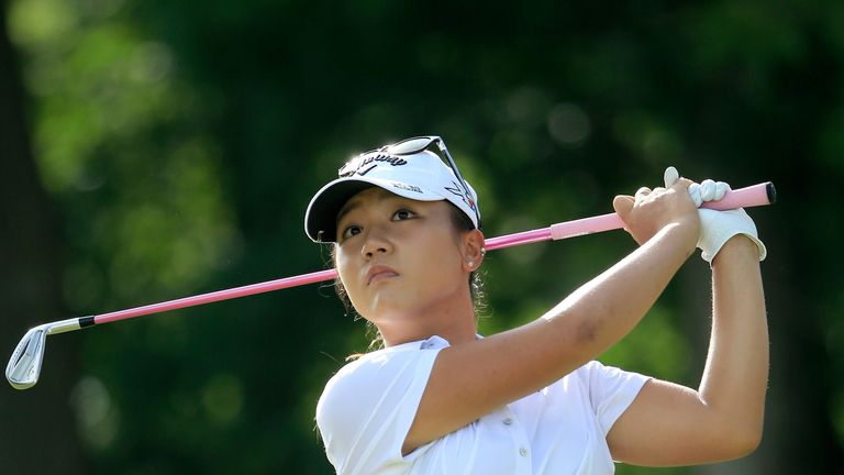 Lydia Ko of New Zealand plays a shot on the third hole during the first round of the Walmart NW Arkansas Championship Presented by P