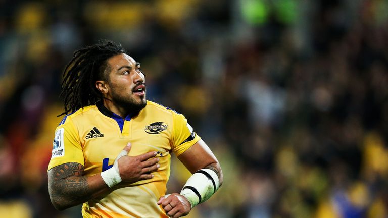 WELLINGTON, NEW ZEALAND - MAY 16:  Ma'a Nonu of the Hurricanes celebrates after scoring a try