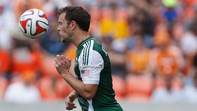 HOUSTON, TX - APRIL 27:  Jack Jewsbury #13 of the Portland Timbers in action against the Houston Dynamo during the first half of their game at BBVA Compass