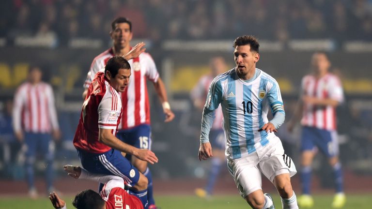 Argentina's Lionel Messi waltzes through the Paraguay defence