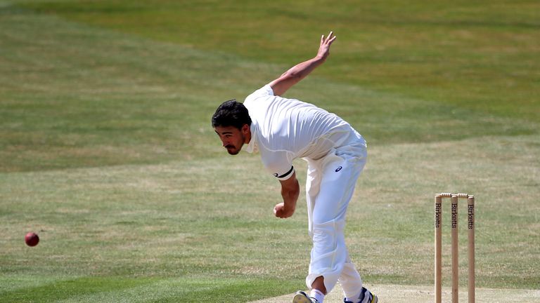 Mitchell Starc of Australia bowls during day three of the tour match between Essex and Australia at The Ford County Ground
