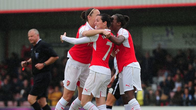 Sanchon (c) mobbed by team-mates after scoring winner