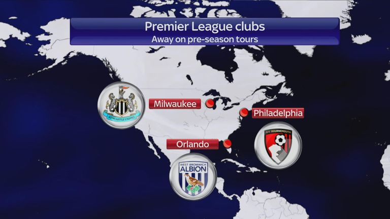 Newcastle, West Brom and Bournemouth are also in the US