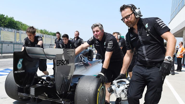 The car of Nico Rosberg after breaking down in Hungarian GP practice