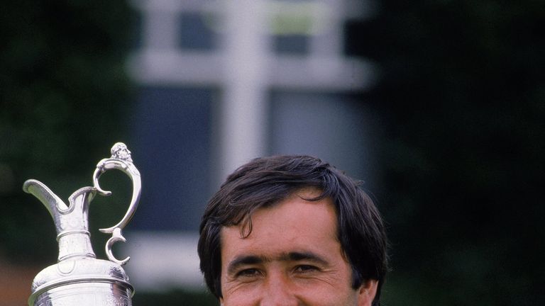 Seve Ballesteros holds aloft the Claret Jug after winning the Open at Royal Lytham in 1988