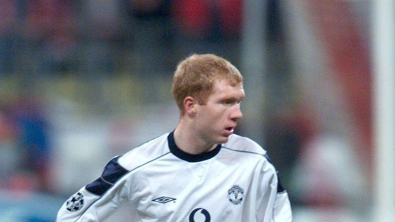 FUSSBALL 1/4 Finale , Muenchen , 18.04.01..FC BAYERN MUENCHEN - MANCHESTER UNITED 2:1..Paul SCHOLES