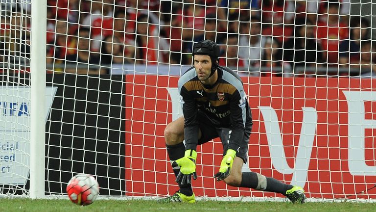 Petr Cech of Arsenal during the Barclays Asia Trophy match between Arsenal and Everton at the Singapore National Stadium on July 18, 2015 in Kallang.