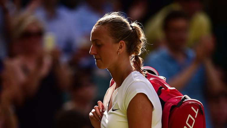 Petra Kvitova leaves the court