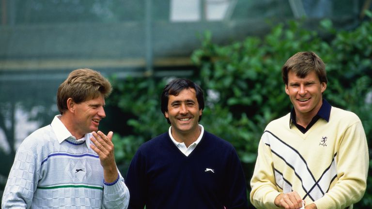 Nick Price, Severiano Ballesteros and Nick Faldo before the final round of the Open Championship at the Royal Lytham in 1988