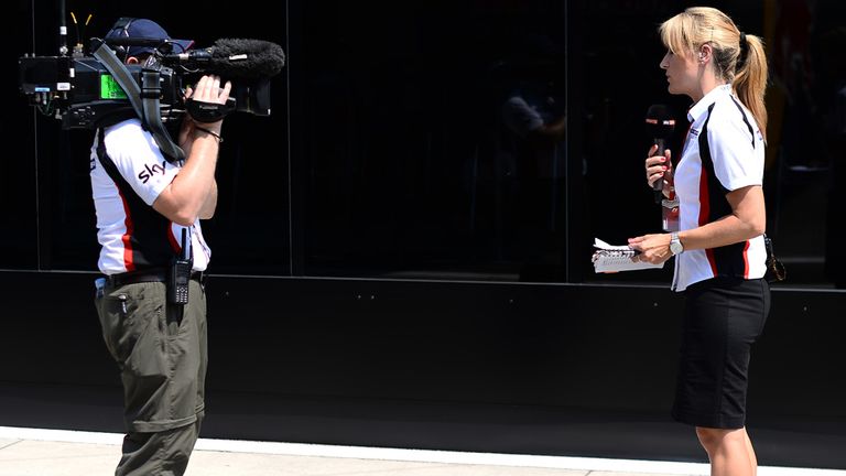 Rachel with cameraman Simon in the Budapest paddock