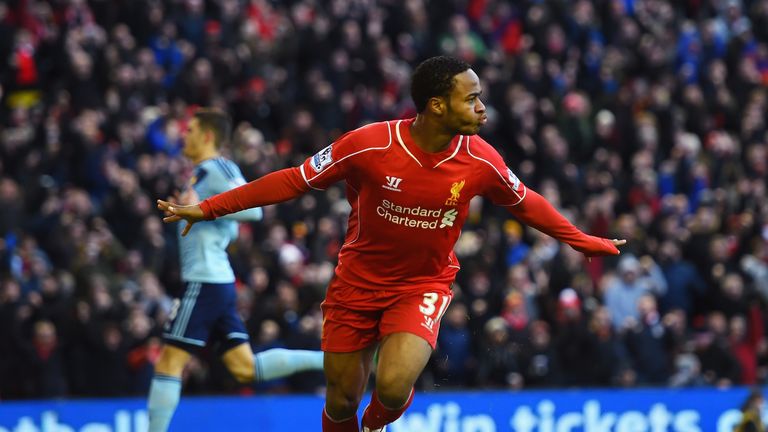 Raheem Sterling of Liverpool celebrates