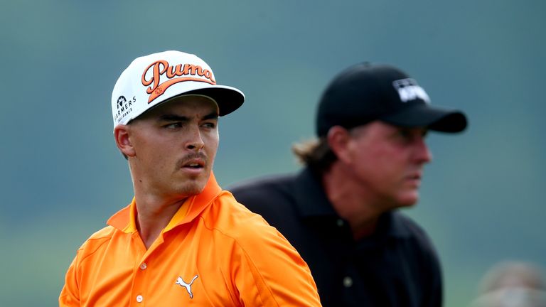 Rickie Fowler and Phil Mickelson druing the final round of the PGA Championship on 10 August, 2014