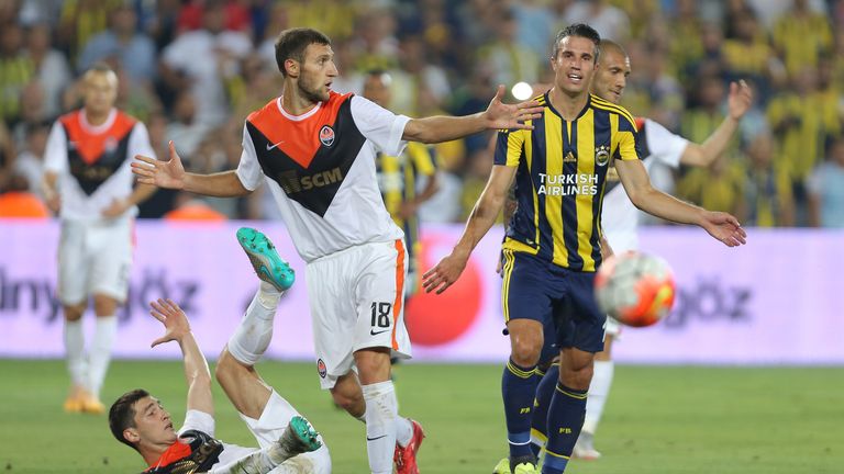 Robin van Persie of Fenerbahce reacts during UEFA Champions League Third Qualifying Round 1st Leg match betweeen Fenerbahce v 