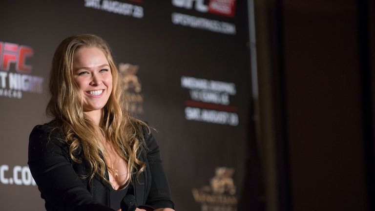HONG KONG - AUGUST 20:  UFC women's bantamweight champion Ronda Rousey at a Q&A session during the Macao UFC Fight Night Press Conference at the Four Seaso