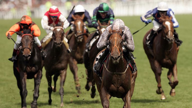 Richard Hughes and Indian Ink win again as they lead the field home to land The Coronation Stakes Race at Ascot Racecourse in 2007