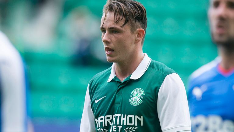 Hibernian's Scott Allan stands dejected during the Petrofac Training Cup First Round at Easter Road, Edinburgh.