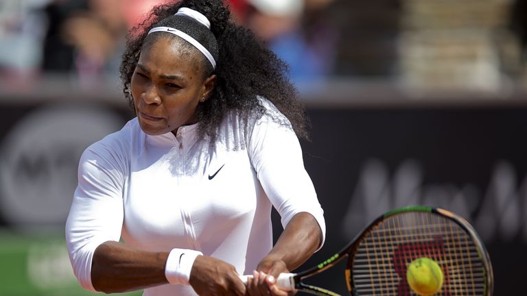 Serena Williams in action in the first round in Bastad