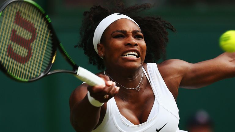 Top seed Serena Williams en route to victory over Hungarian Timea Babos on Wednesday