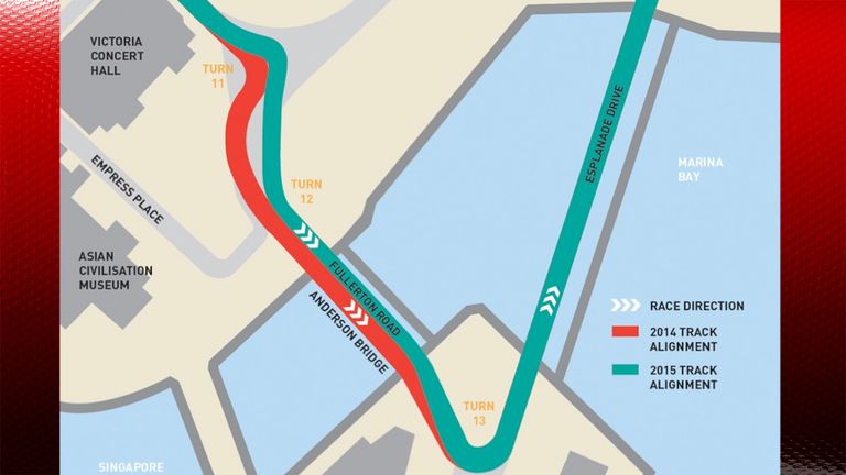 The Marina Bay Circuit has been changed between turns 11 and 13