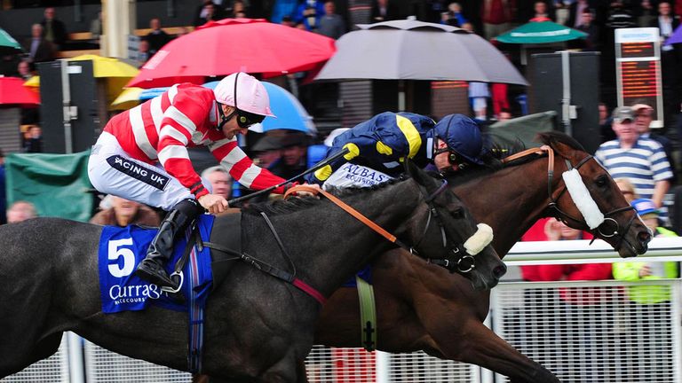 Stepper Point ridden by Pat Smullen (right) wins the Invincible Spirit Sapphire Stakes during day one of the Darley Irish Oaks Weekend at The Curragh Racec