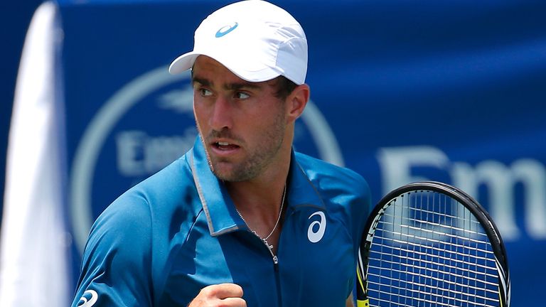 ATLANTA, GA - JULY 28:  Steve Johnson reacts after winning a game against Lukas Lacko of Slovakia during the BB&T Atlanta Open at Atlantic Station on July 