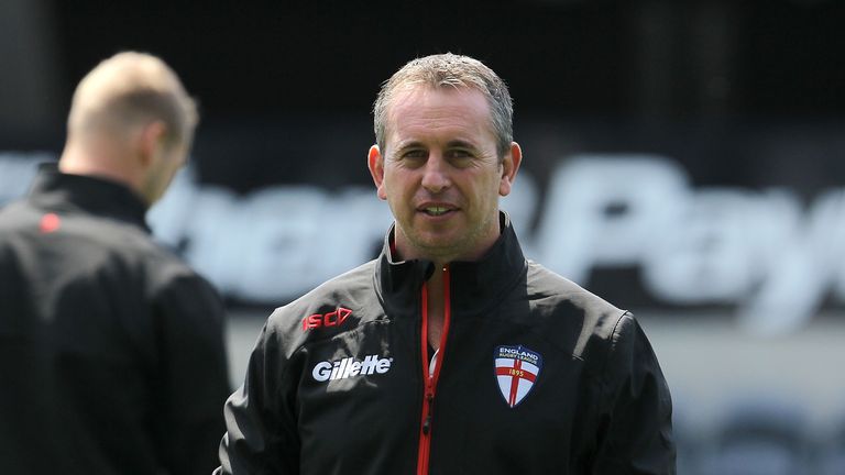 Head Coach Steve McNamara looks on during an England training session.