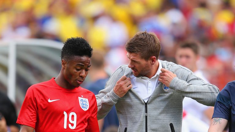 Steven Gerrard and Raheem Sterling 