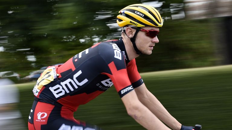 USA's Tejay Van Garderen rides in the pack during the 181.5 km eighth stage of the 102nd edition of the Tour de France
