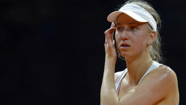 Mona Barthel of Germany reacts at the Porsche Tennis Grand Prix in Stuttgart, Germany