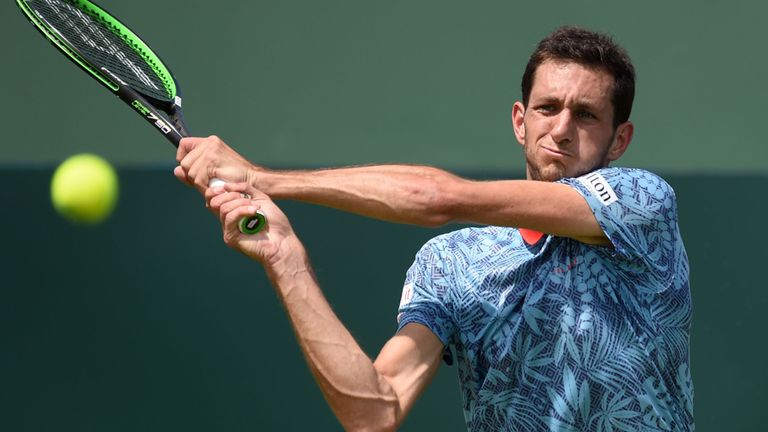 Great Britain's James Ward in action during day one of the Davis Cup