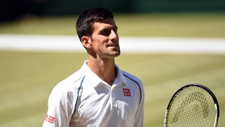 Novak Djokovic reacts during his match against Richard Gasquet
