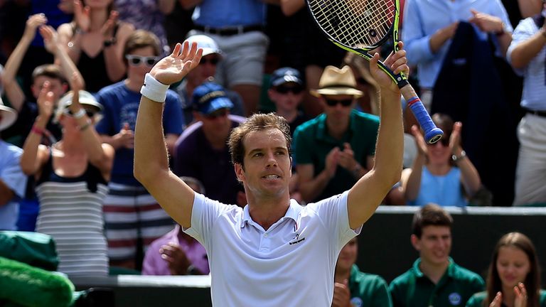 Richard Gasquet after beating Nick Kyrgios on day Seven of the Wimbledon Championships at the All England Lawn Tennis and Croquet Club, Wimbledon.