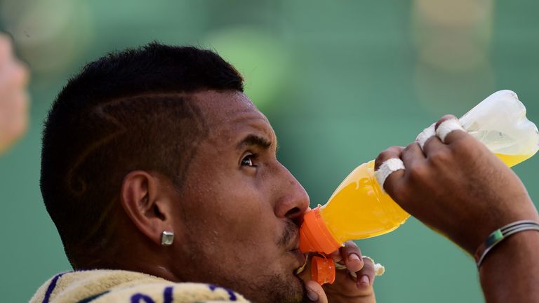 Nick Kyrgios during his match against Juan Monaco during day Three of the Wimbledon Championships