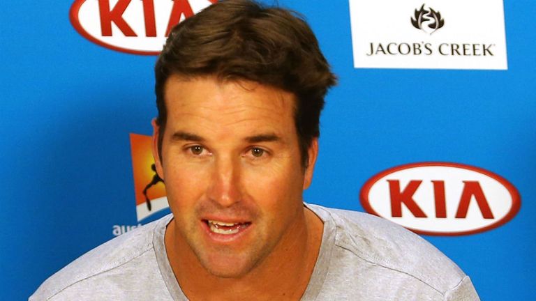 Pat Rafter announces at a press conference that he is stepping down as captain of the Australian Davis Cup