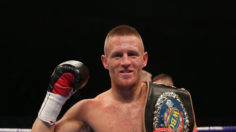 Terry Flanagan: Celebration at the Manchester Dome in front of his local fans