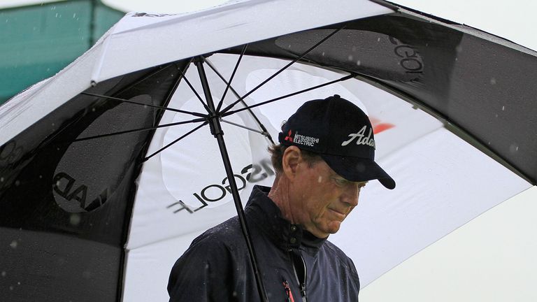 Tom Watson: Two over for the day when play was suspended