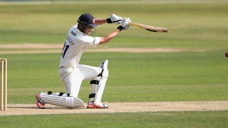 CHELMSFORD, ENGLAND - JULY 02:  Tom Westley of Essex steers the ball for four runs during day two of the tour match between Essex and Australia