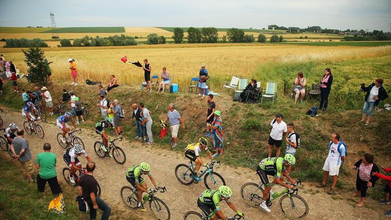 The riders tackled the cobbles in largely dry conditions